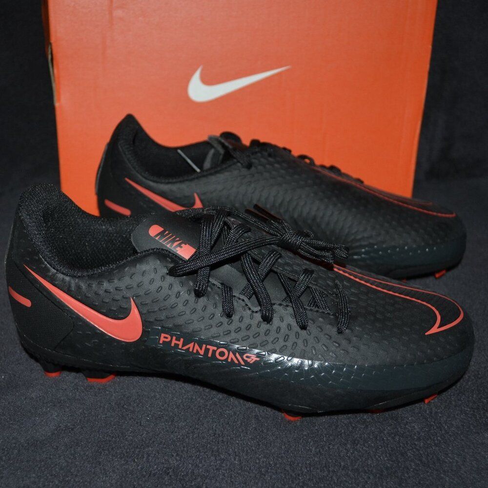 Nike Jr Phantom Gt Academy Chili Red Smokey Grey Cleats Size 4.5 Y